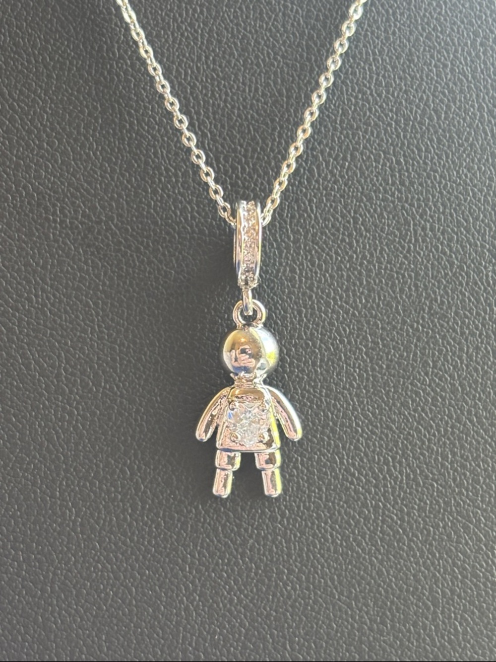 Silver CZ Heart Mom Necklace, 18k White Gold Plated, Mother’s Day Gift in Box - Picture 11 of 12